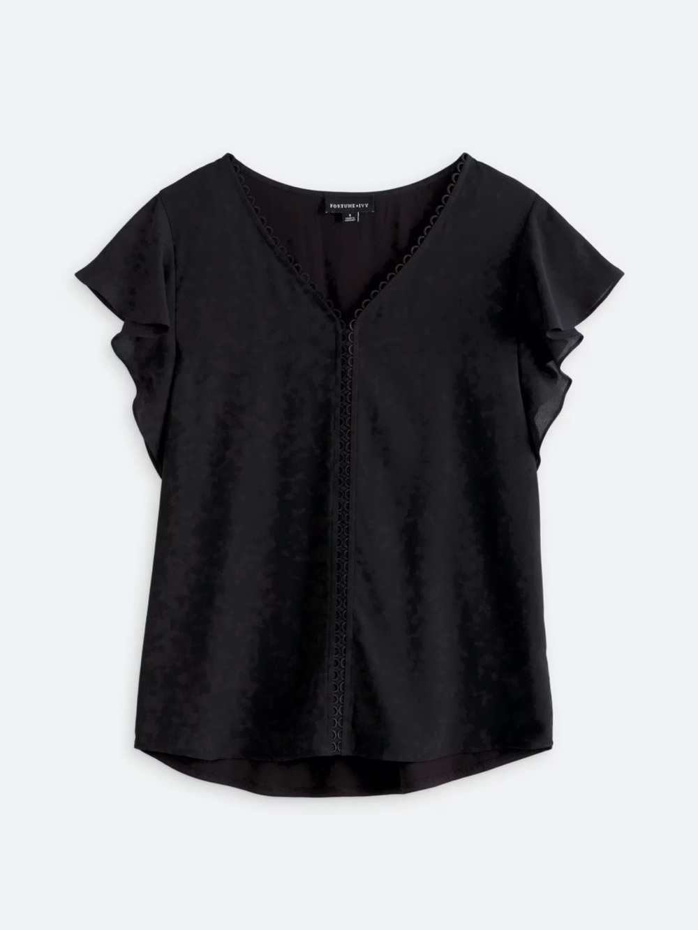 Fortune + Ivy Black Flutter Sleeve Blouse | Size Large - Picture 4 of 5